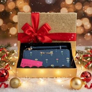 Betsey Johnson Denim Floral Wallet with Wristlet